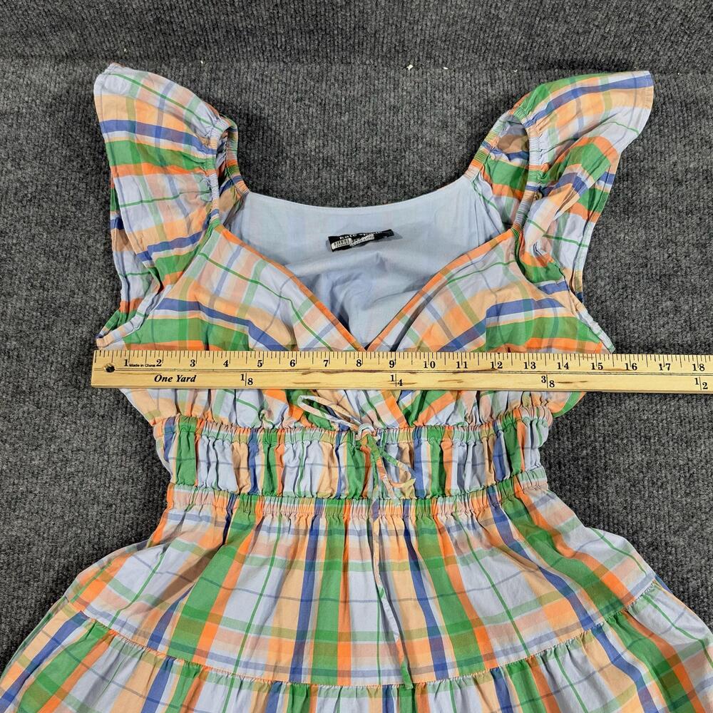 Kate Spade New York Dress Womens XS Blue Multicolor Plaid Flutter Maxi Sundress - Picture 7 of 15